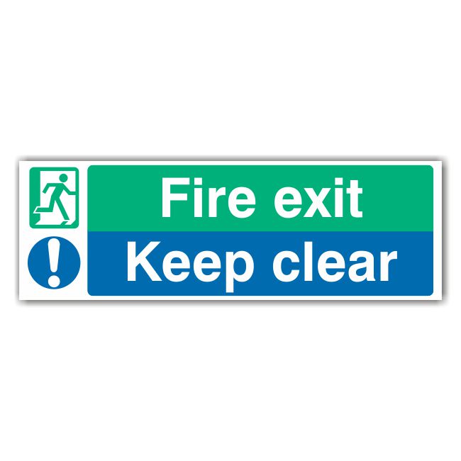FIRE EXIT KEEP CLEAR Sign Sticker Vinyl Health and safety 300mm x 100mm 